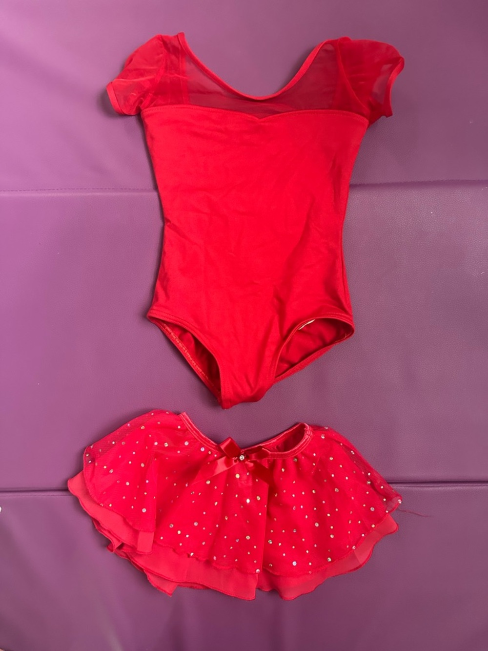 Capezio Red Girls Dance Leotard with Sparkle Tutu
